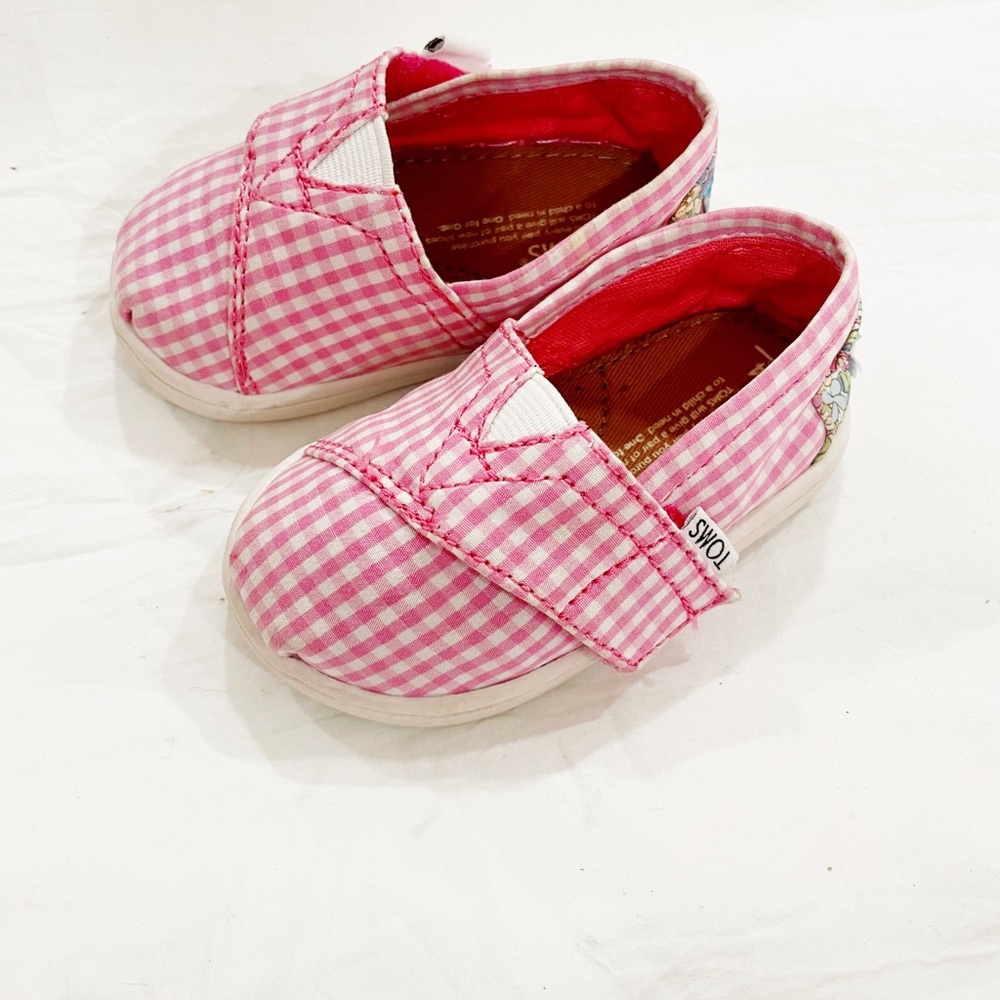 Toms Toddler Pink Gingham Shoes